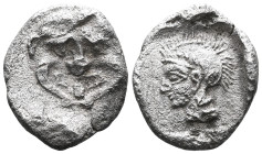GreekPISIDIA. Selge. Obol (Circa 350-300 BC).Facing gorgoneion.Rev. Helmeted head of Athena right; astragalos before. Condition: VF.