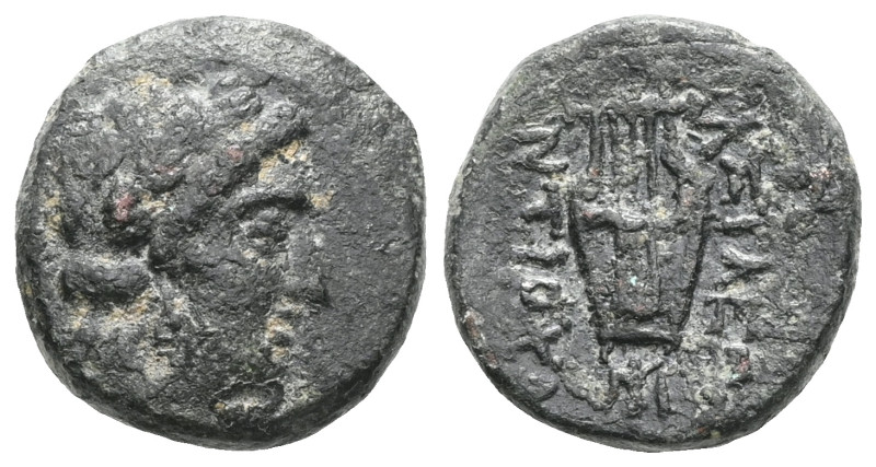 Greek
IONIA. Smyrna. (1st century BC).
AE Bronze 
Obv: Laureate head of Apoll...