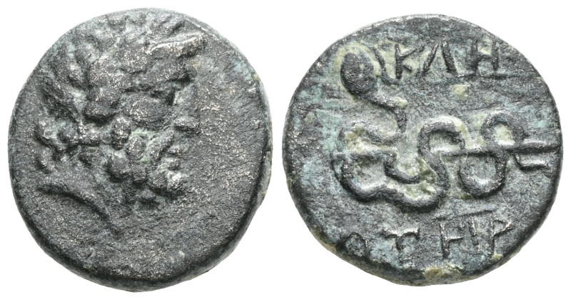GREEK
Mysia. Pergamon circa 200-133 BC. Bronze Æ . Laureate head of bearded Ask...