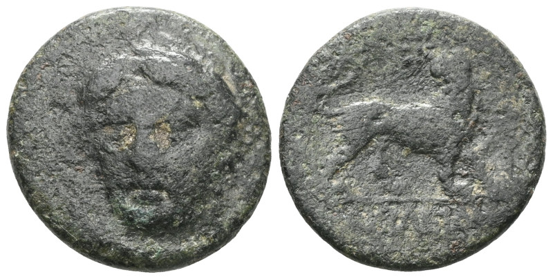 Greek
IONIA. Miletos. (circa 350-190 BC). Leon, magistrate
AE Bronze 
Obv: La...