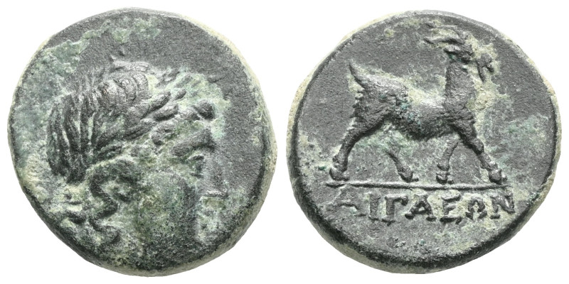 AEOLIS. Aigai. Ae (2nd-1st centuries BC).
Obv: Laureate head of Apollo right.
...