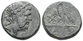 Greek coinsBithynia, Dia, Time of Mithradates VI Eupator (ca 85-65 BC) AE Obv: Laureate head of Zeus to rightRev: ΔIAΣ - Eagle standing left on thunde...