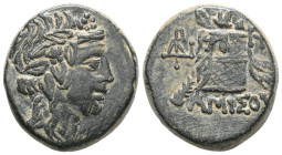 Greek CoinsPONTOS. Amisos. Time of Mithradates VI Eupator (Circa 105-90 or 90-85 BC).AE Bronze.Obv: Head of Dionysos right, wearing ivy wreath.Rev: AM...