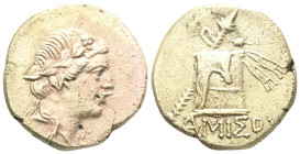 Greek CoinsPONTOS. Amisos. Time of Mithradates VI Eupator (Circa 105-90 or 90-85 BC).AE Bronze.Obv: Head of Dionysos right, wearing ivy wreath.Rev: AM...