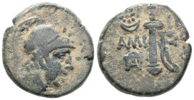 GreekPontos. Amisos. (85-65 BC) Æ Bronze. Obv: head of Ares with corinthian helmet left.Condition: VF.