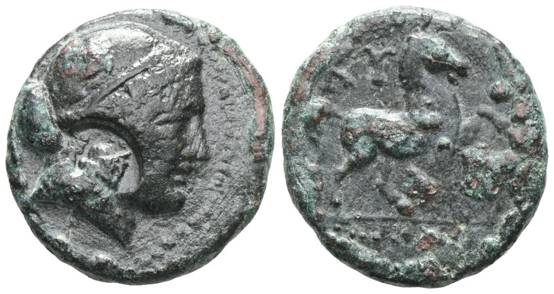 Greek
Ionia, Kolophon AE ca 285-190 BC Telegonos, magistrate.
Obv: Laureate he...
