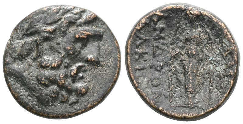 Greek
Phrygia, Apameia, AE , ca. 88-40 BC. Obv: Laureate head of Zeus right. Ph...