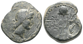 GreekKINGS of BOSPOROS. Polemo I. (Circa 14/3-10/9 BC). Posthumous issueAE Bronze (20.8mm 8.21g)Obv: Laureate head of Apollo to right, within laurel w...