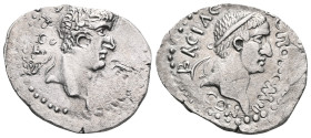 Roman ProvincialKINGS of PONTUS. Polemo II, with Nero. AD 38-64. AR Drachm . Dated RY 17 (AD 54/5). Diademed head of Polemo right / Laureate head of N...