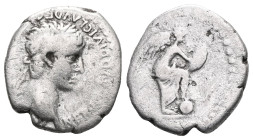 Nero AR Hemidrachm of Caesareia, Cappadocia. AD 54-68. Laureate head right / Nike seated left on globe, holding wreath. Sydenham, Caesarea 82 Very Fin...