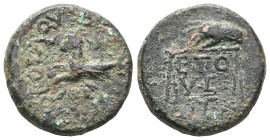 GreekKINGS OF ARMENIA MINOR. Aristobulus, AD 54-92. Chalkous, Nicopolis ad Lycum, year ΙΖ = 17 = 70/71. ΒΑCΙΛEωC APIC[TO]BO[YΛOY] Capricorn to left, w...