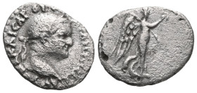 Roman ProvincialCappadocia, Caesarea Eusebeia, AR hemidrachm , Vespasian (69-79) Obv: ΑΥΤΟΚΡ ΚΑΙϹΑΡ Ο[ΥЄϹΠΑϹΙΑΝΟϹ ϹЄ]ΒΑ, laureate head right.Rev: Nike...
