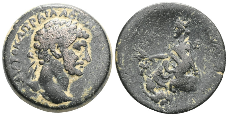 Hadrian Æ24 of Tyana, Cappadocia. Year 20 = AD 135/136. Laureate head right / Ty...