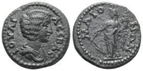 Roman Provincial CoinsPISIDIA. Antioch.Julia Domna. 193-217 AD. AE Bronze.IVLIA AVGVSTA, draped bust of Julia Domna right / ANTIOCHE GEN COL CA, Tyche...