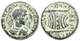 CILICIA. Hierapolis-Castabala. Diadumenian, as Caesar, 217-218. 2 Assaria (Bronze), commemorating the Sacred Games in Hierapolis-Castabala. Μ ΟΠΕ ΔΙ -...