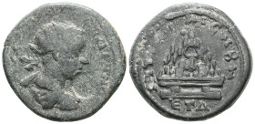 CAPPADOCIA, Caesarea-Eusebia. Gordian III. AD 238-244. Æ . Dated RY 4 (AD 240/1). Laureate head right / Agalma of Mt. Argaeus set on altar inscribed Є...