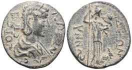 Roman ProvincialPHRYGIA. Synnada. Salonina, Augusta, 254-268. Tetrassarion (Bronze). KOP CA-ΛONЄINA C-ЄB Draped bust of Salonina to right. Rev. CYNNAΔ...