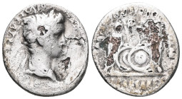 Augustus (27 BC-AD 14). AR denarius. Lugdunum, 2 BC-AD 14. CAESAR AVGVSTVS DIVI F PATER PATRIAE, laureate head of Augustus right / AVGVSTI F COS DESIG...