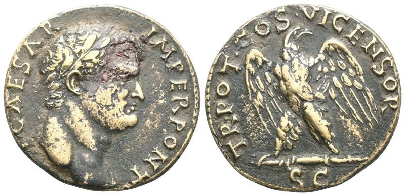 UNCERTAIN ASIA MINOR. Titus (Caesar 69-79). Ae.
Obv: T CAESAR IMPER PONT.
Laur...