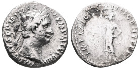 Domitian - Minerva Denarius. 92 AD. Rome mint. Obv: IMP CAES DOMIT AVG GERM P M TR P XI legend with laureate head right. Rev: IMP XXI COS XVI CENS P P...