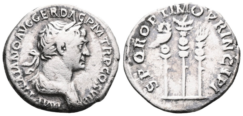 Trajan, 98 - 117 ADSilver Denarius,Obverse: IMP TRAIANO AVG GER DAC P M TR P COS...