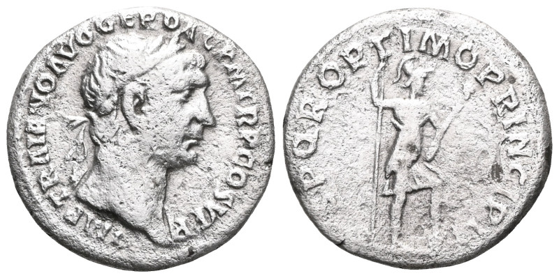 Trajan (98-117). AR Denarius . Rome, 116-117. Laureate, draped and cuirassed bus...