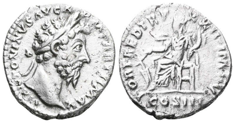 Marcus Aurelius AR Denarius. Rome, AD 168. M ANTONINVS AVG ARM PARTH MAX, laurea...