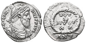 Roman ImperialJulian II. AD 360-363. AR Denarius . Arelate (Arles) mint, 2nd officina. Struck AD 362-363. Pearl-diademed, draped, and cuirassed bust r...
