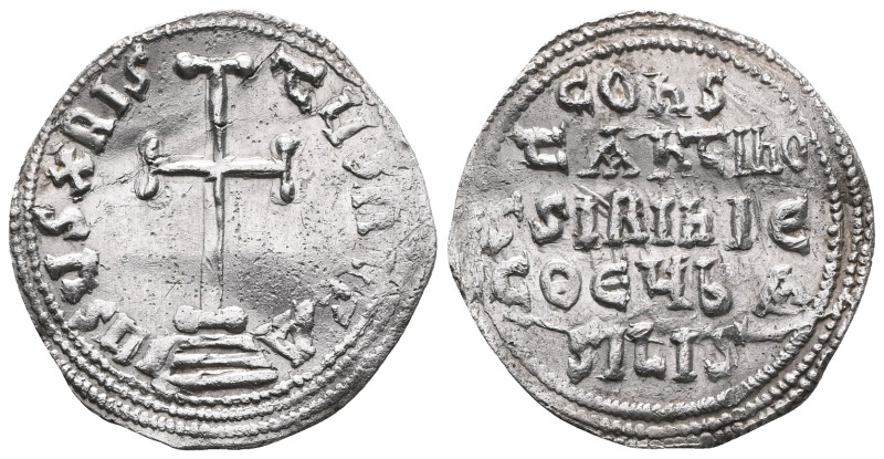 Constantine IV Pogonatus and Irene (780-797) AR Miliaresion (Silver)
Obv: IhSUS...