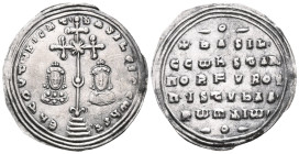 ByzantineBasil II Bulgaroktonos (976 - 1025 AD) and Constantinus VIII.Miliaresion (silver). 977 - 989 AD. Constantinopolis.Obverse: EN TOVTW NICAT' - ...
