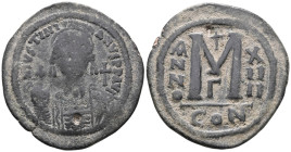 Justinian I AD 527-565. Dated RY 14=540/1 AD. Constantinople
Follis or 40 Nummi AE.
Weight:21,5 gr
Diameter:41,4 mm