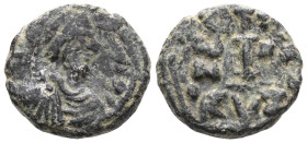 Justinian I, 527-565. Decanummium (Bronze). Cyzicus, dated RY 33 (559/60). DN IVSTINIANVS [..] Diademed, draped and cuirassed bust right. Rev. Large I...