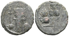 Byzantine coinsConstans II, Constantine IV, Heraclius, and Tiberius, AE, Follis, (Bronze,.) Constantinople. 641-668 AD
