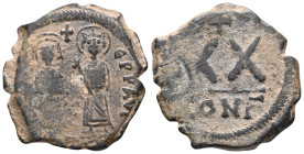 Justin II, with Sophia. 565-578. Æ Half Follis