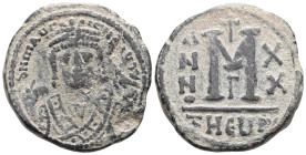 Maurice Tiberius. AD 582-602, (dated year 3=AD 584/585). Theoupolis (Antioch) Follis Æ