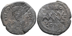 Phocas, AE, follis, (Bronze, 12.79 g. 29 mm.) Constantinople. 602-610 AD. Phocas, AE, follis, (Bronze) Constantinople. 602-610 AD.
Obv: DN FOCAS PE[R...