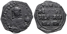 Constantine VII and Romanus I. 920-944. Æ follis . Constantinople mint. RWMAN bASILEVS RWM, crowned, bearded, facing bust of Romanus, wearing chlamys,...