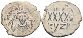 Focas. Follis; Focas; 602-610 AD. Cyzicus, Year 4=605/6 AD, Follis, . Berk-490, Sear-665, MIB-76. Obv: O N FOCAS - PERP AVG Crowned bust facing, weari...