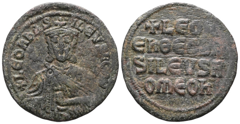 Theophilus (829-842) AE Follis (Bronze) Constantinople, 830/1-842.
Obv: ΘЄOFIL ...