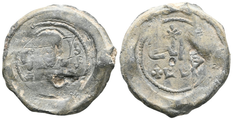 Byzantine Lead Seals, 7th - 13th Centuries Obverse: 3 figures. The right and lef...