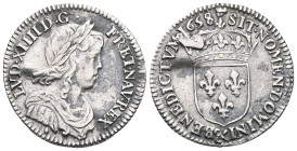 FRANCE, Louis XIV, 1643-1715
1/12 Ecu a la méche longue 1658 D, Lyon.

Weight:2,3 gr
Diameter:21 mm
