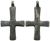 ANCIENT BYZANTINE EMPIRE BRONZE CROSS ( 8th - 10 th century ) .Ae