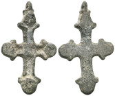 ANCIENT BYZANTINE EMPIRE BRONZE CROSS ( 8th - 10 th century ) .Ae