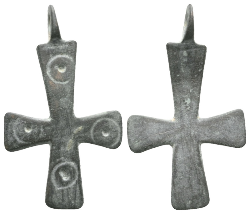 ANCIENT BYZANTINE EMPIRE BRONZE CROSS ( 8th - 10 th century ) .Ae

Weight: 1,1...