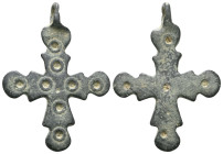 ANCIENT BYZANTINE EMPIRE BRONZE CROSS ( 8th - 10 th century ) .Ae
