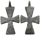 ANCIENT BYZANTINE EMPIRE BRONZE CROSS ( 8th - 10 th century ) .Ae