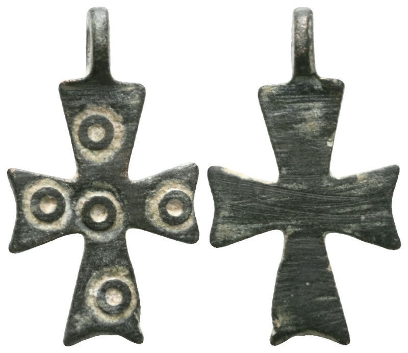 ANCIENT BYZANTINE EMPIRE BRONZE CROSS ( 8th - 10 th century ) .Ae

Weight: 2,3...