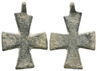 ANCIENT BYZANTINE EMPIRE BRONZE CROSS ( 8th - 10 th century ) .Ae