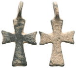 ANCIENT BYZANTINE EMPIRE BRONZE CROSS ( 8th - 10 th century ) .Ae