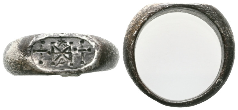 Byzantine Silver Ring , 7th - 13th century.

Weight: 8,8 gr
Diameter: 22,7 mm